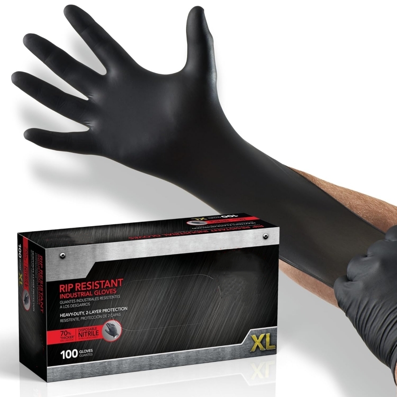 Disposable Gloves Nitrile - 100 шт. черных нитриловых перчаток, одноразовые,